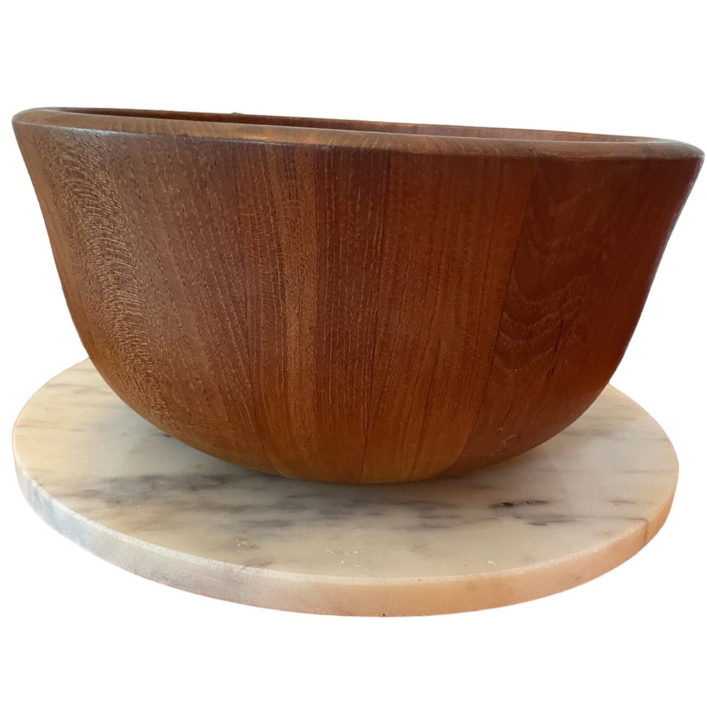 Vntg DANSKE JENS QUISTGAARD Large 10.5” MCM Wood Salad/Serving Bowl Malaysia IHG